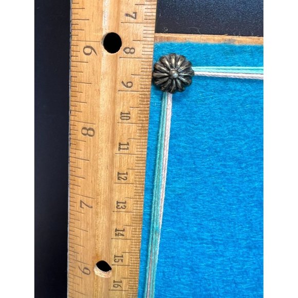 Vintage String Thread Art Sailing Ship 1970's Nail Blue Boat Felt Wood Backing - Picture 7 of 8